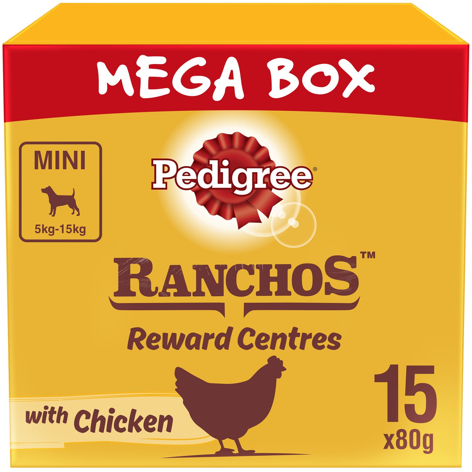15 x 80g Pedigree Ranchos Reward Centres Mini Adult Dog Treats Chicken Dog Chews