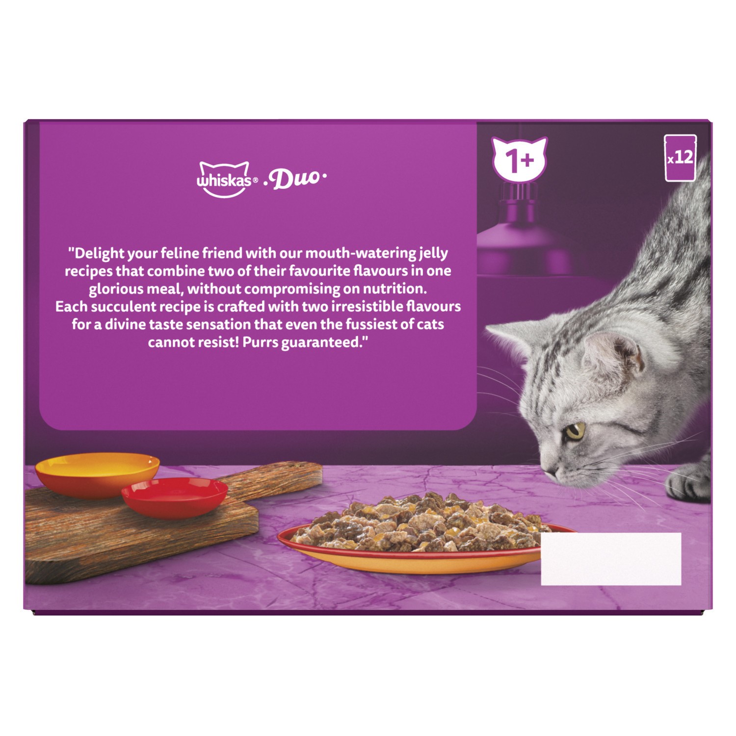 144 x 85g Whiskas 1+ Duo Meaty Combos Mixed Adult Wet Cat Food Pouches in Jelly