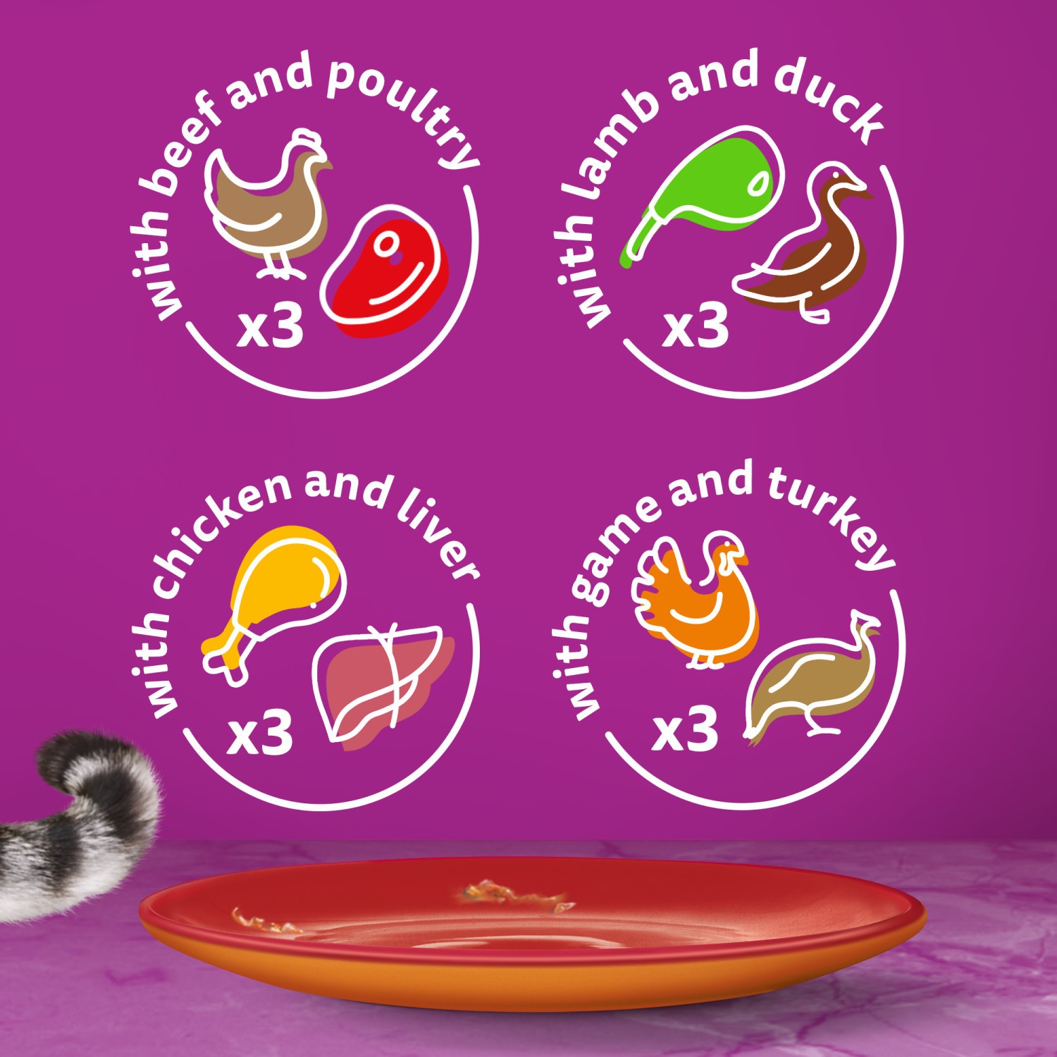 144 x 85g Whiskas 1+ Duo Meaty Combos Mixed Adult Wet Cat Food Pouches in Jelly