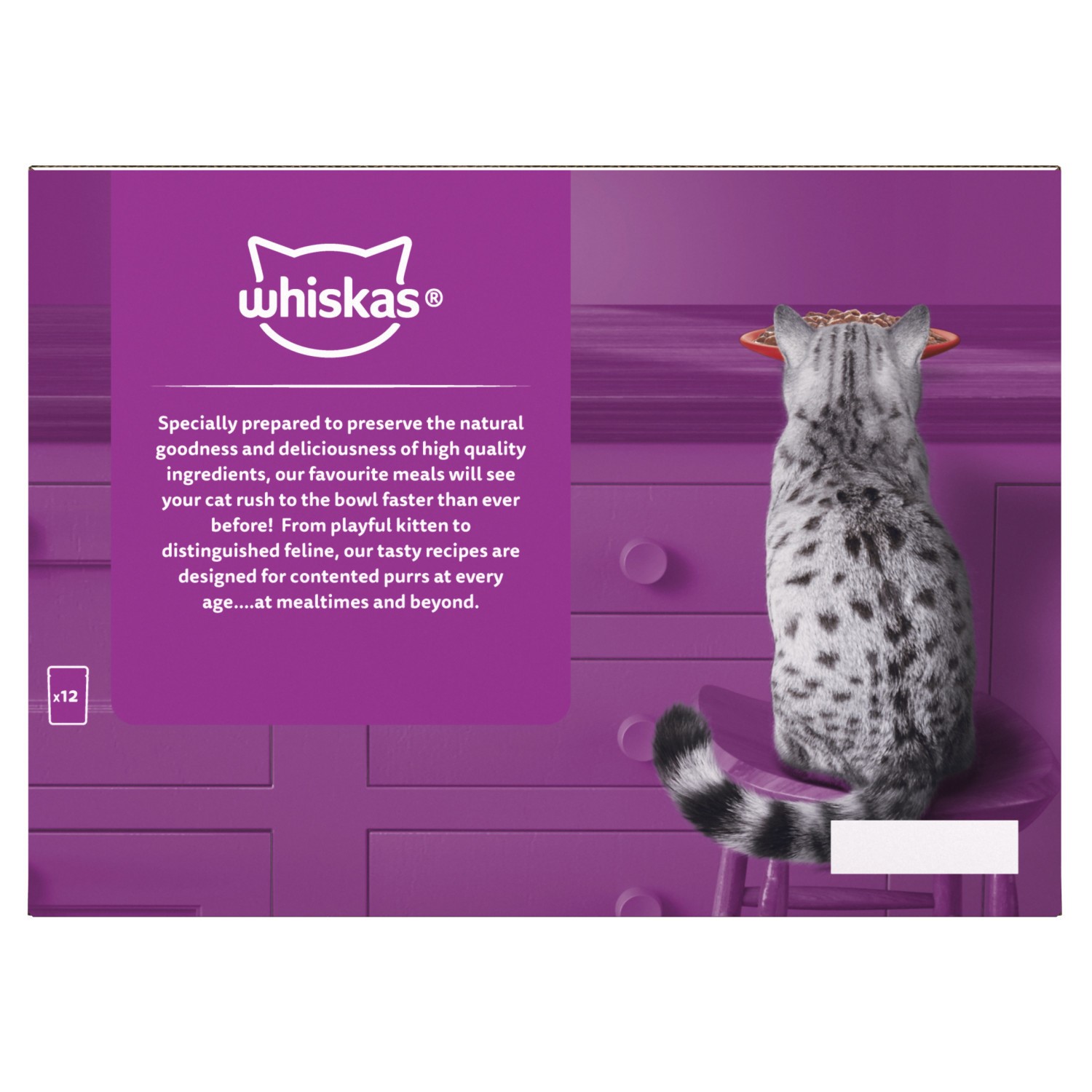 96 x 85g Whiskas 1+ Meaty Meals Mixed Adult Wet Cat Food Pouches in Gravy