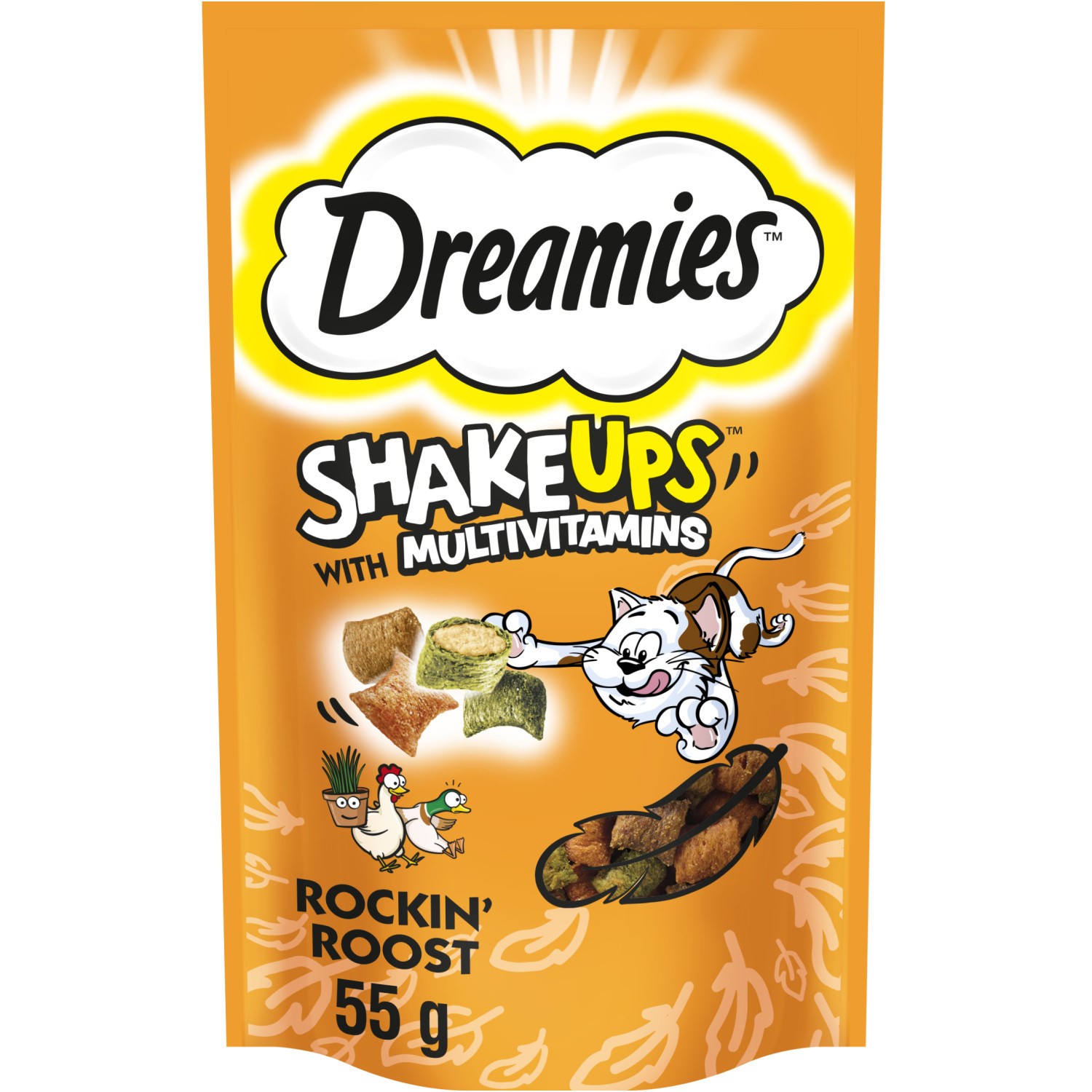 16 x 55g Dreamies Shakeups Rockin Roost Cat Treats