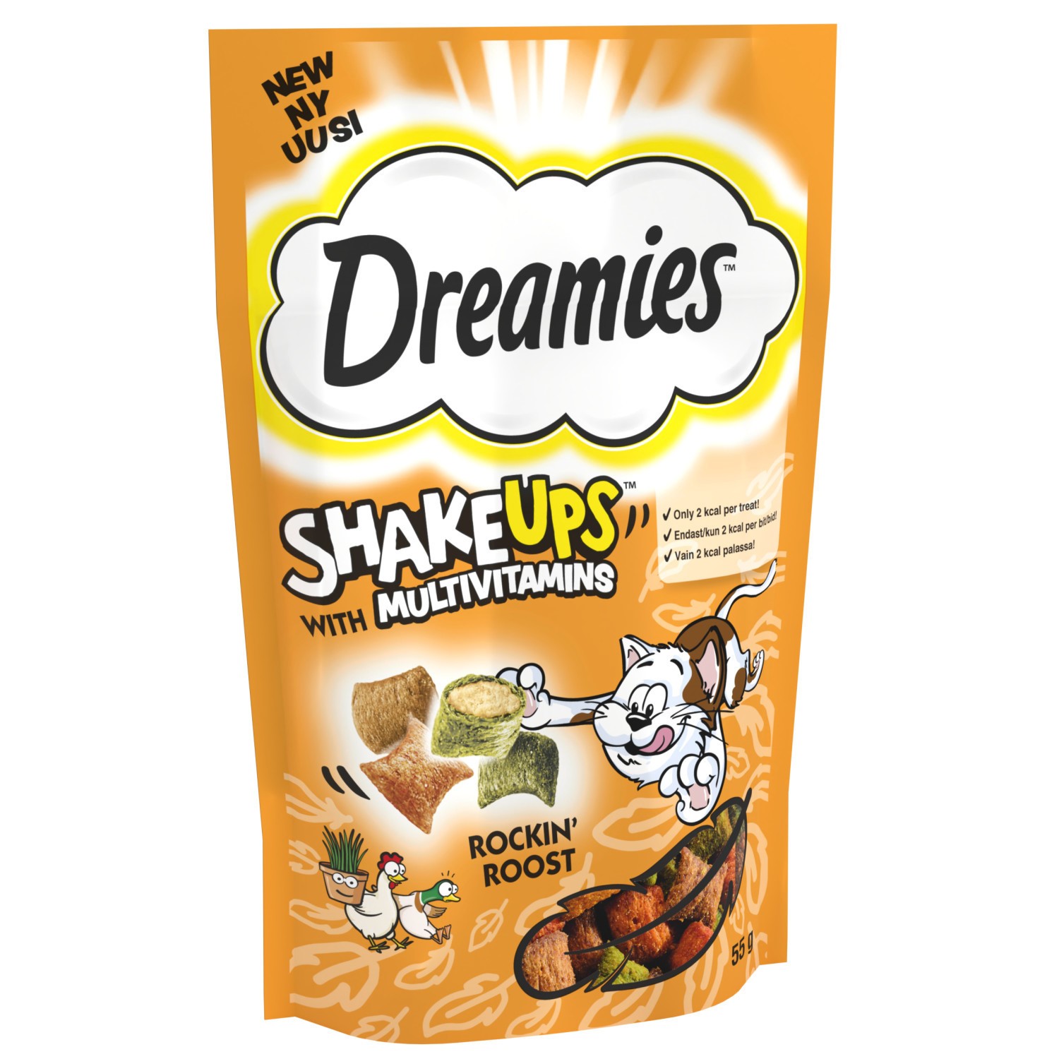 16 x 55g Dreamies Shakeups Rockin Roost Cat Treats