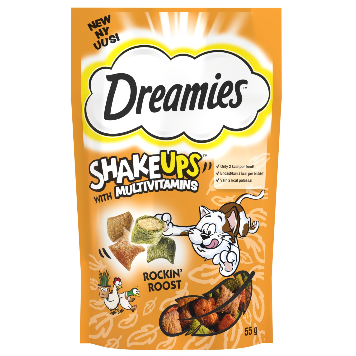 16 x 55g Dreamies Shakeups Rockin Roost Cat Treats