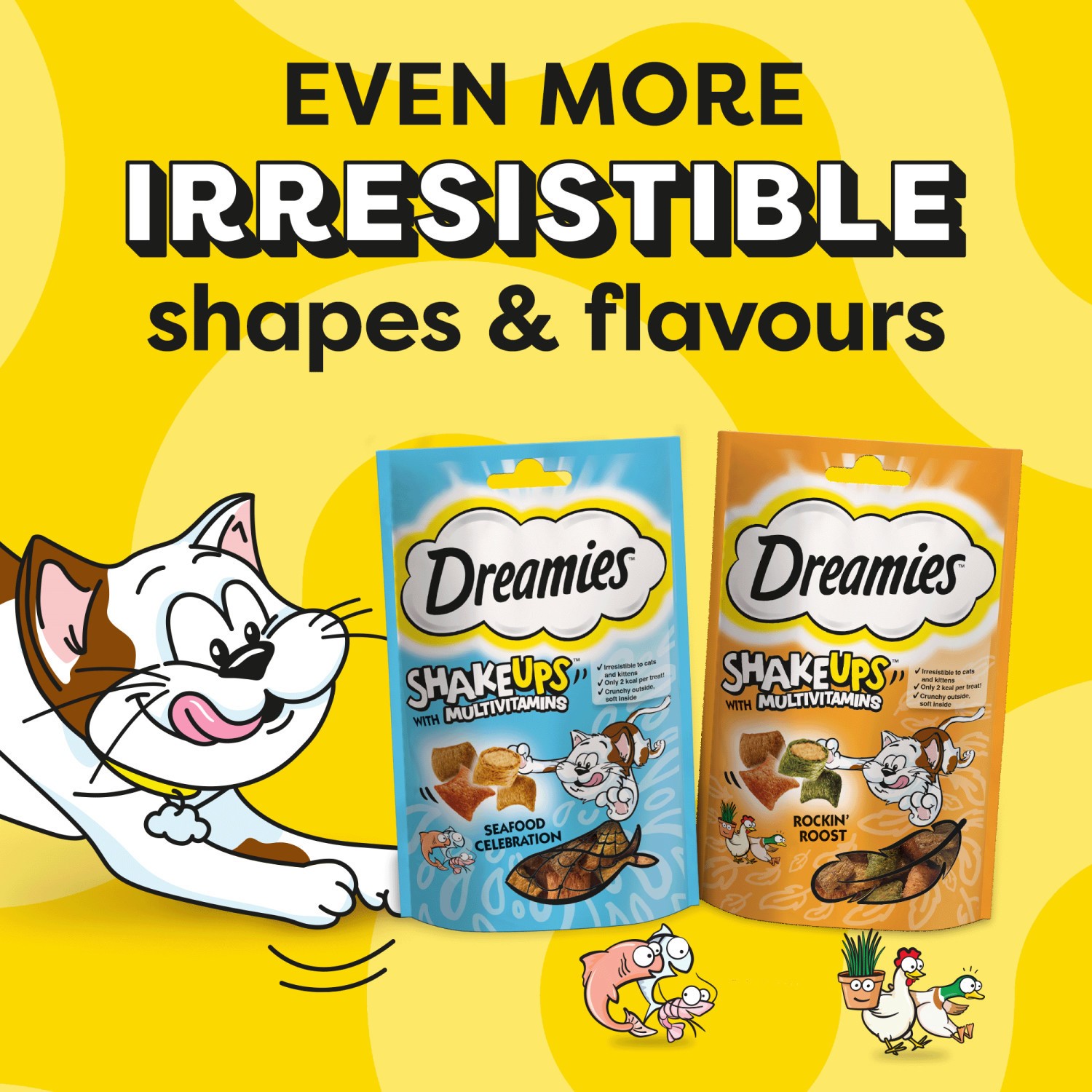 16 x 55g Dreamies Shakeups Rockin Roost Cat Treats