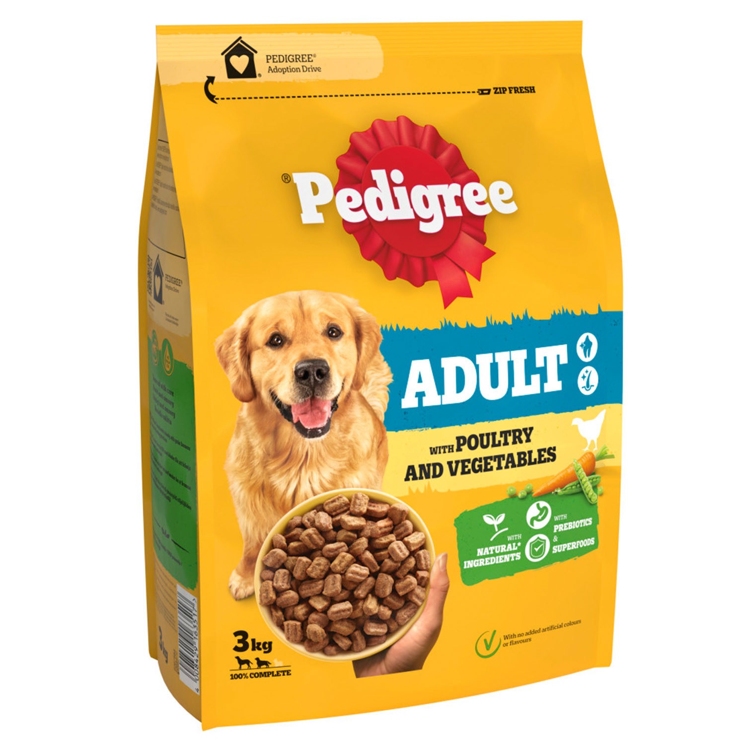 9 kg Pedigree Complete Adult Dry Dog Food Poultry and Vegetables Dog Biscuits
