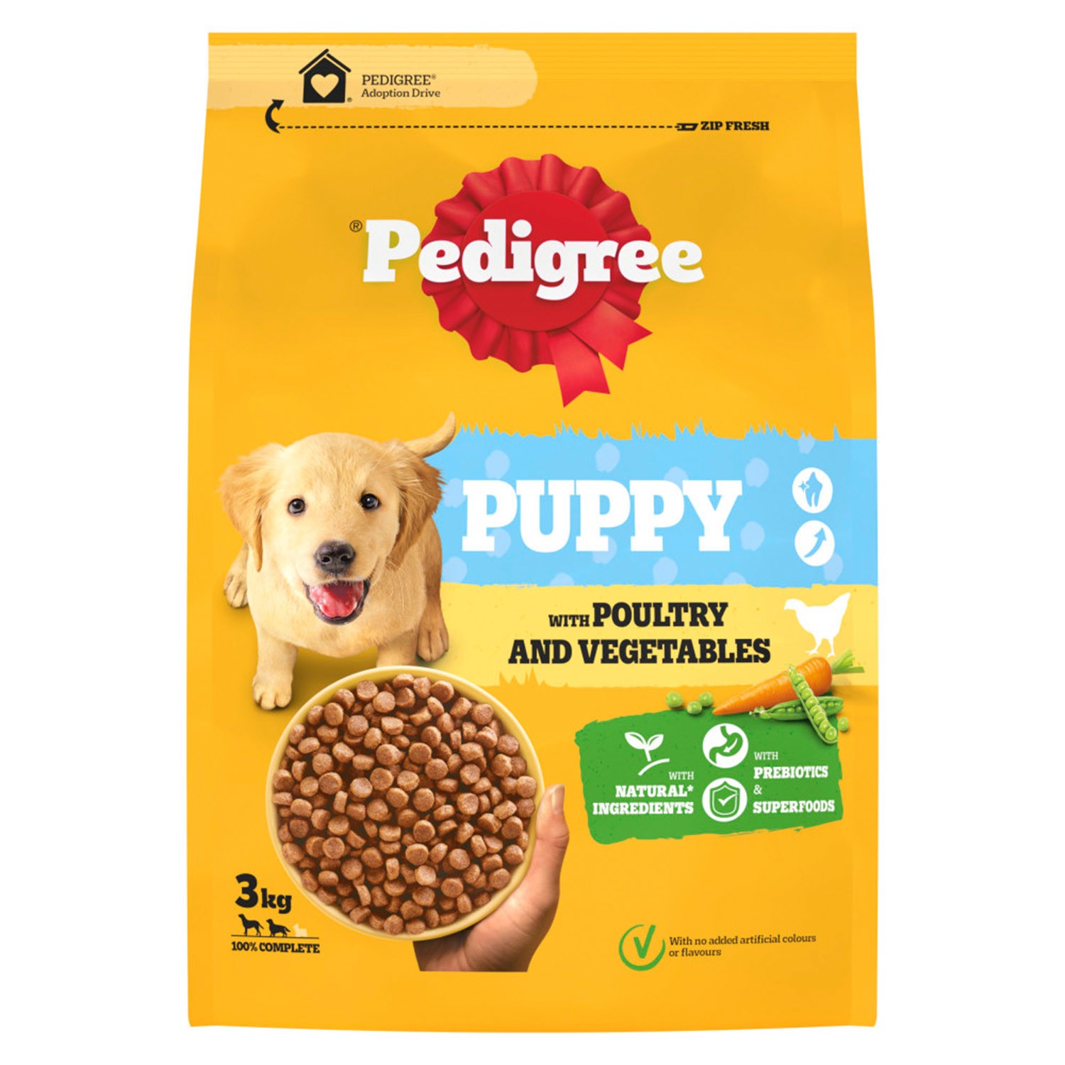 9 kg Pedigree Complete Junior Puppy Dry Dog Food Poultry and Veg Dog Biscuits