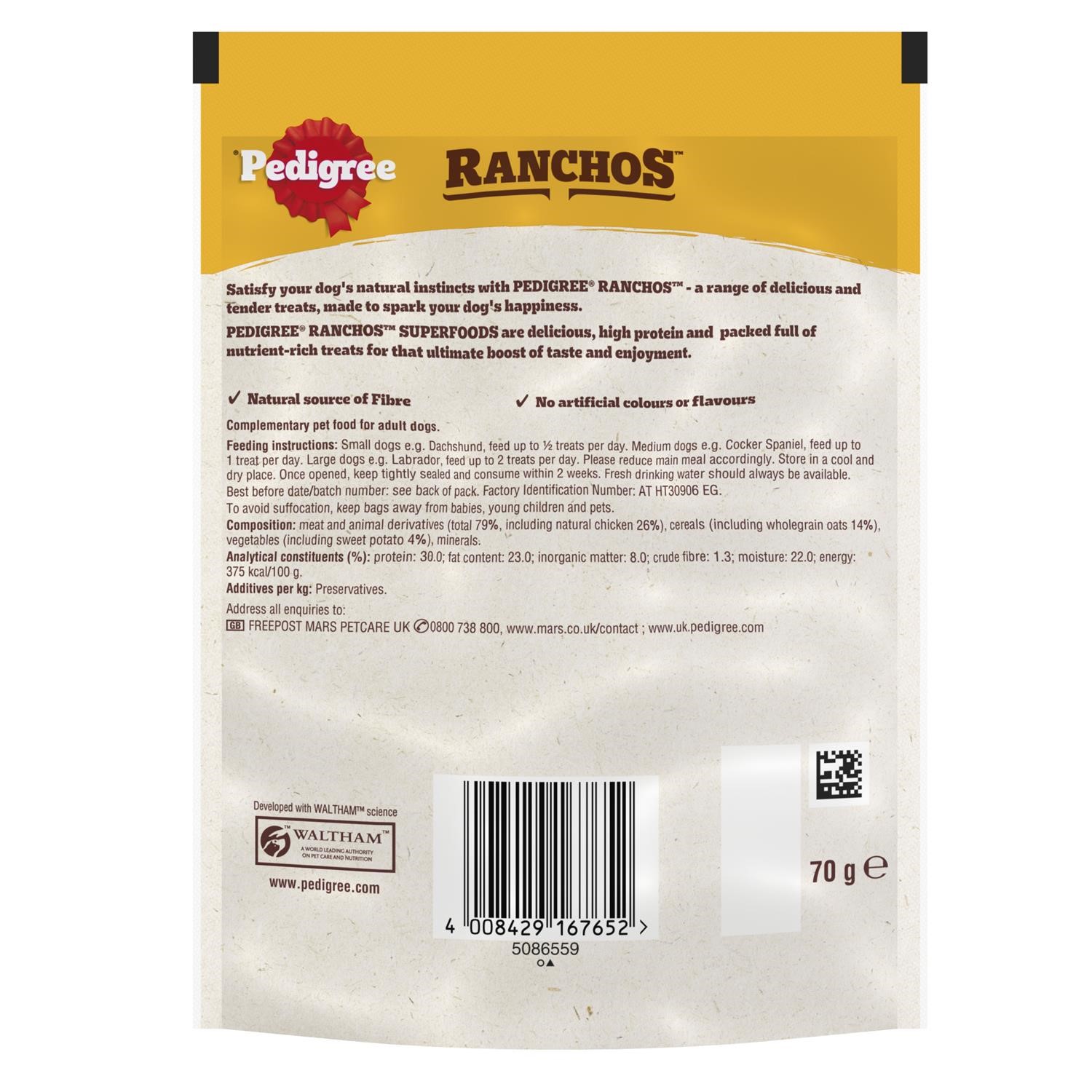 7 x 70g Pedigree Ranchos Superfoods with Delicious Chicken Adult Dog Treats
