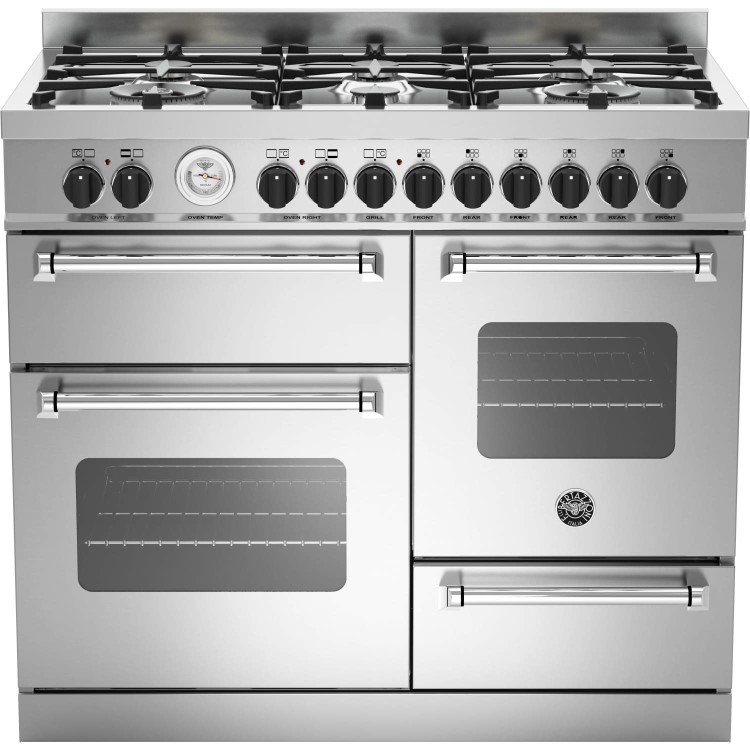 GRADE A1 - Bertazzoni MAS100-6-MFE-T-XE Master Series 100cm Dual Fuel Range Cooker - Stainless steel