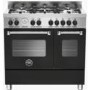 Refurbished Bertazzoni Master Series MAS90-5-MFE-D-NEE 90cm Dual Fuel Double Oven Range Cooker Black