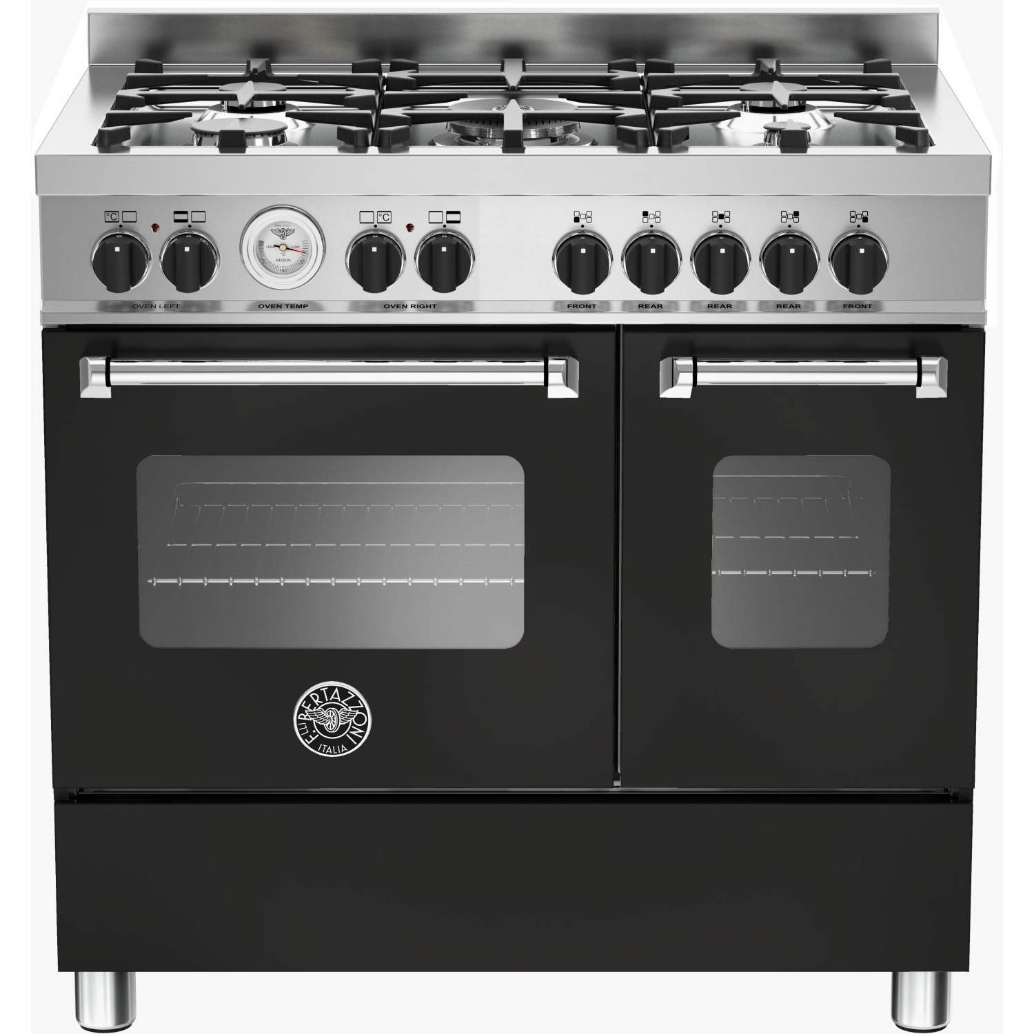 Bertazzoni Master Series 90cm Dual Fuel Double Oven Range Cooker - Black