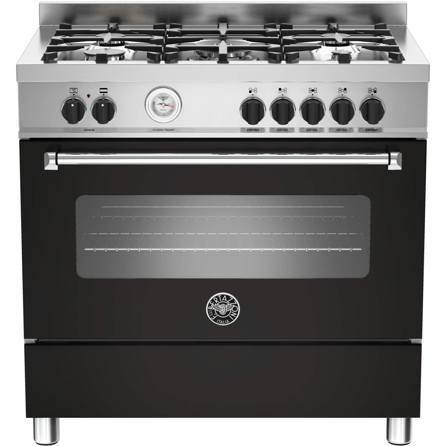 Bertazzoni Master Series 90cm Dual Fuel Single Oven Range Cooker - Black