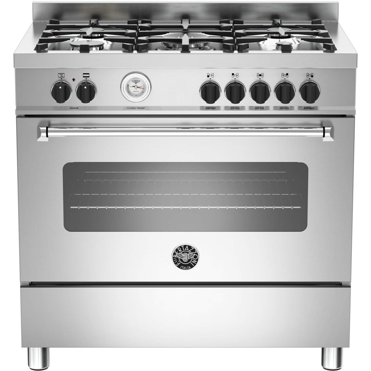 Bertazzoni Master Series 90cm Dual Fuel Single Oven Range Cooker - Stainless Steel