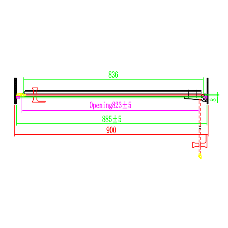 900mm Ribbed / Fluted Glass Left Hand Hinged Shower Door 8mm Glass - Matira