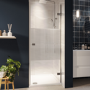 900mm Ribbed Glass Left Hand Hinged Shower Door 8mm Glass - Matira