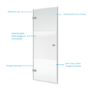 900mm Ribbed / Fluted Glass Left Hand Hinged Shower Door 8mm Glass - Matira
