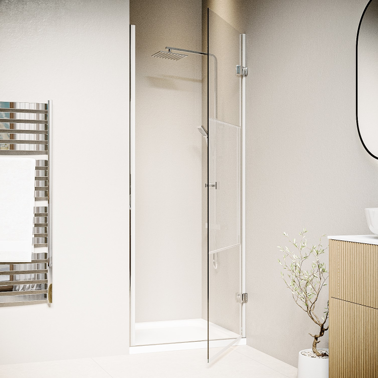 900mm Ribbed Glass Left Hand Hinged Shower Door 8mm Glass - Matira