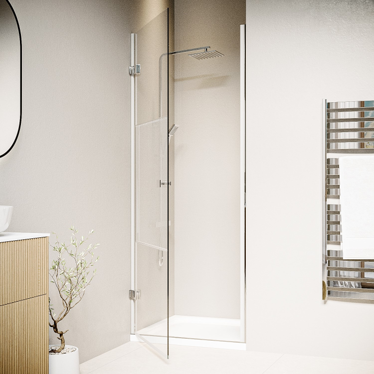 900mm Ribbed / Fluted Glass Left Hand Hinged Shower Door 8mm Glass - Matira