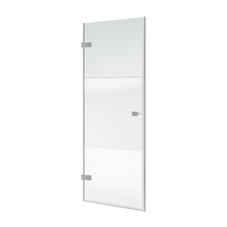 900mm Ribbed / Fluted Glass Left Hand Hinged Shower Door 8mm Glass - Matira