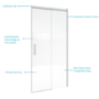 1000mm Ribbed / Fluted Glass Left Hand Sliding Shower Door 8mm Glass - Matira