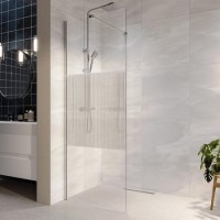 1000mm Ribbed Glass Shower Screen for Wetroom & Walk In Shower - Matira