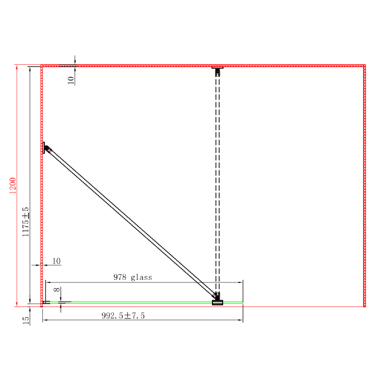 1000mm Ribbed Glass Shower Screen for Wetroom & Walk In Shower - Matira