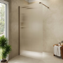 1200mm Brushed Bronze Ribbed / Fluted Glass Shower Screen for Wet Room & Walk In Shower - Matira