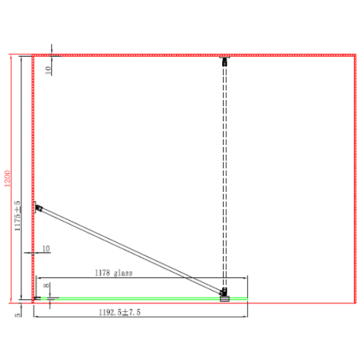 ONLY OPENED - 1200mm Brushed Brass Ribbed / Fluted Glass Shower Screen for Wet Room & Walk In Shower - Matira