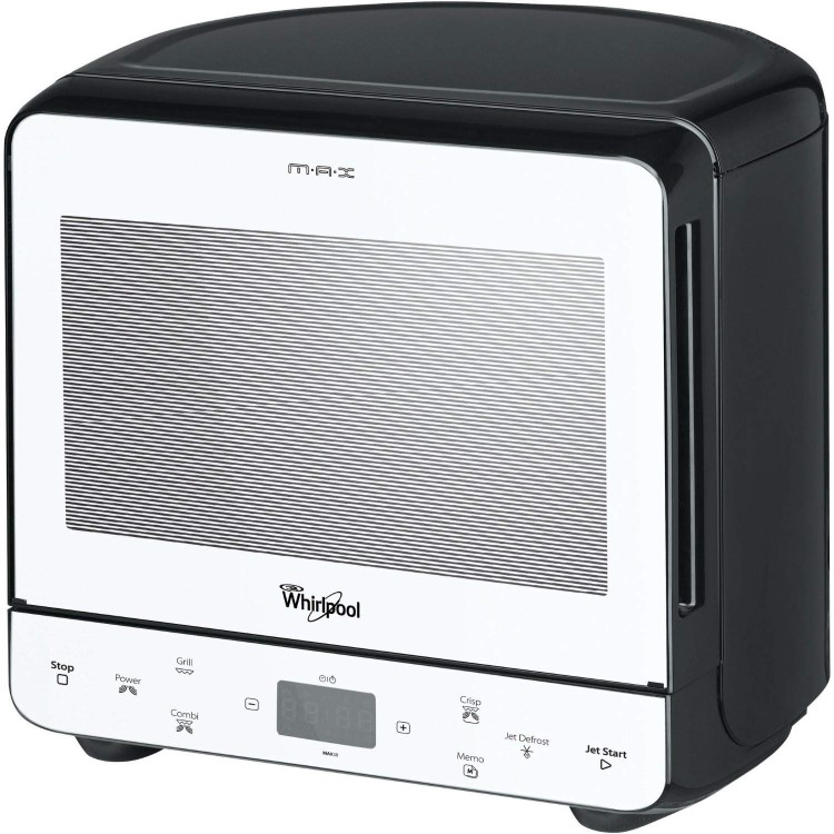 GRADE A1 - As new but box opened - Whirlpool MAX38WBL Max 38 Microwave Oven With Grill And Crisp Plate Black