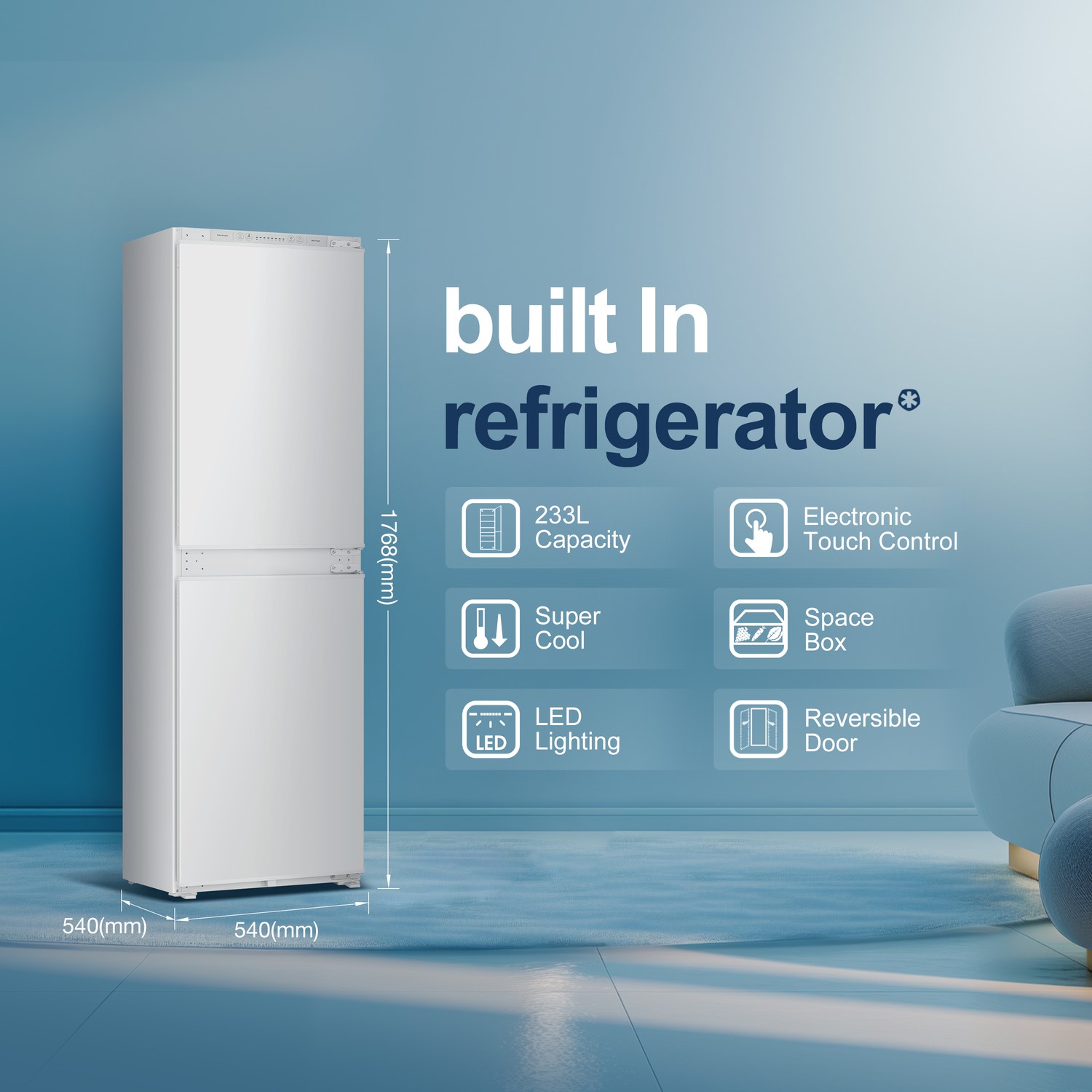 Fridgemaster Look Fridgemaster 233 Litre 50/50 Integrated Fridge Freezer MBC55224FE ...