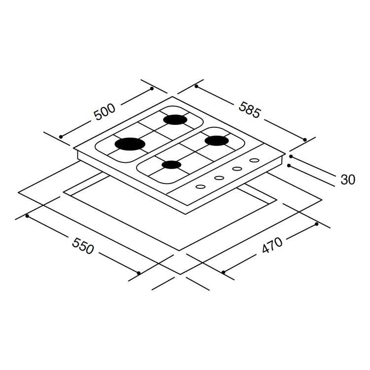 Matrix MHG001SS 60cm 4 Burner Gas Hob in Stainless Steel