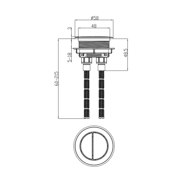 Matt Black 48mm Cistern Flush Button -  Suitable for Albi, Ashford,  Boston, Indiana, Newport, Palma, Ripley, Tanya & Venice