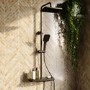 GRADE A2 - Black Thermostatic Mixer Shower Set with Push Button & Shelf - Mika