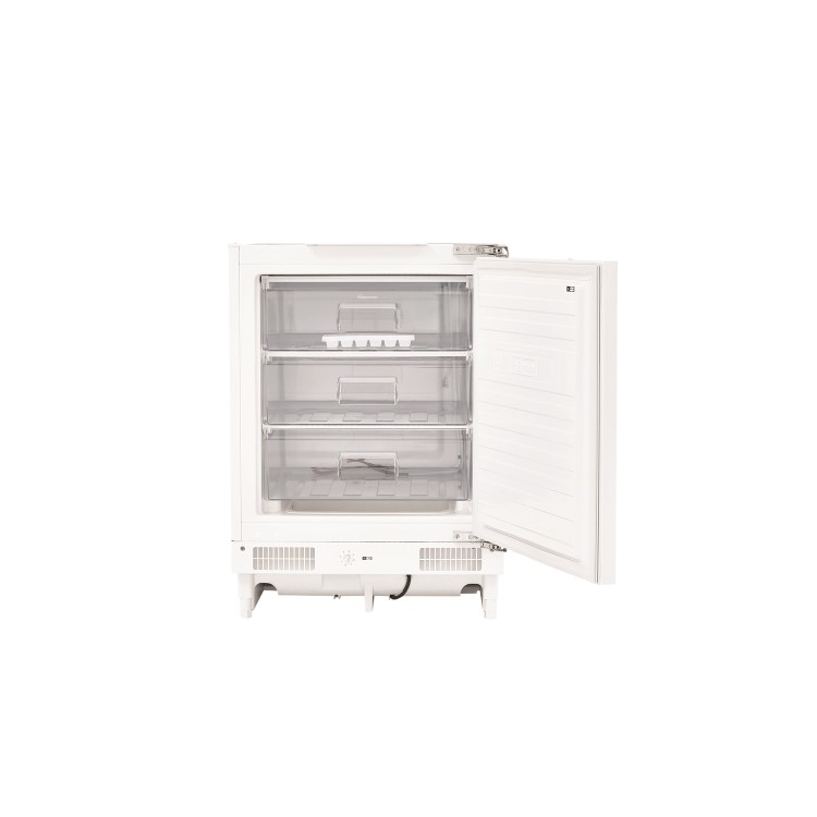 Fridgemaster MBUZ6097 59cm Wide Integrated Upright Under Counter Freezer - White