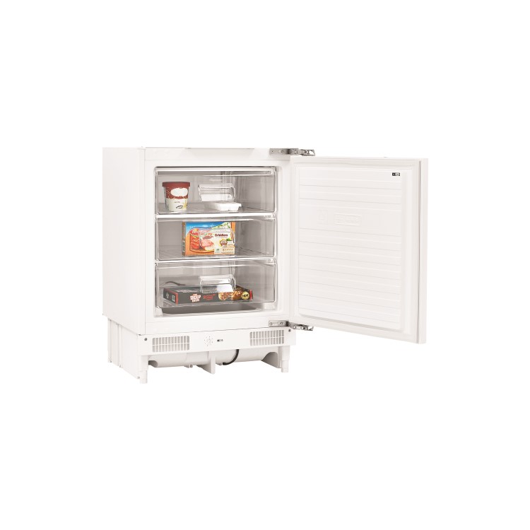 Fridgemaster MBUZ6097 59cm Wide Integrated Upright Under Counter Freezer - White
