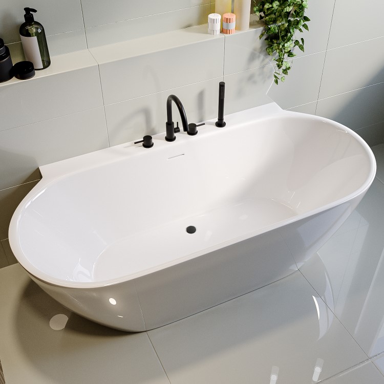 GRADE A1 - Matt Black Bath Waste Cover Upgrade