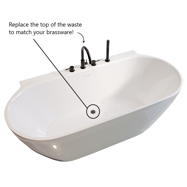 GRADE A1 - Matt Black Bath Waste Cover Upgrade