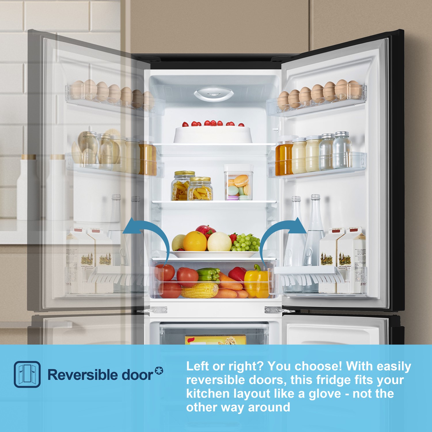 Fridgemaster Look Fridgemaster 175 Litre 60/40 Freestanding Fridge Freezer - Black ...