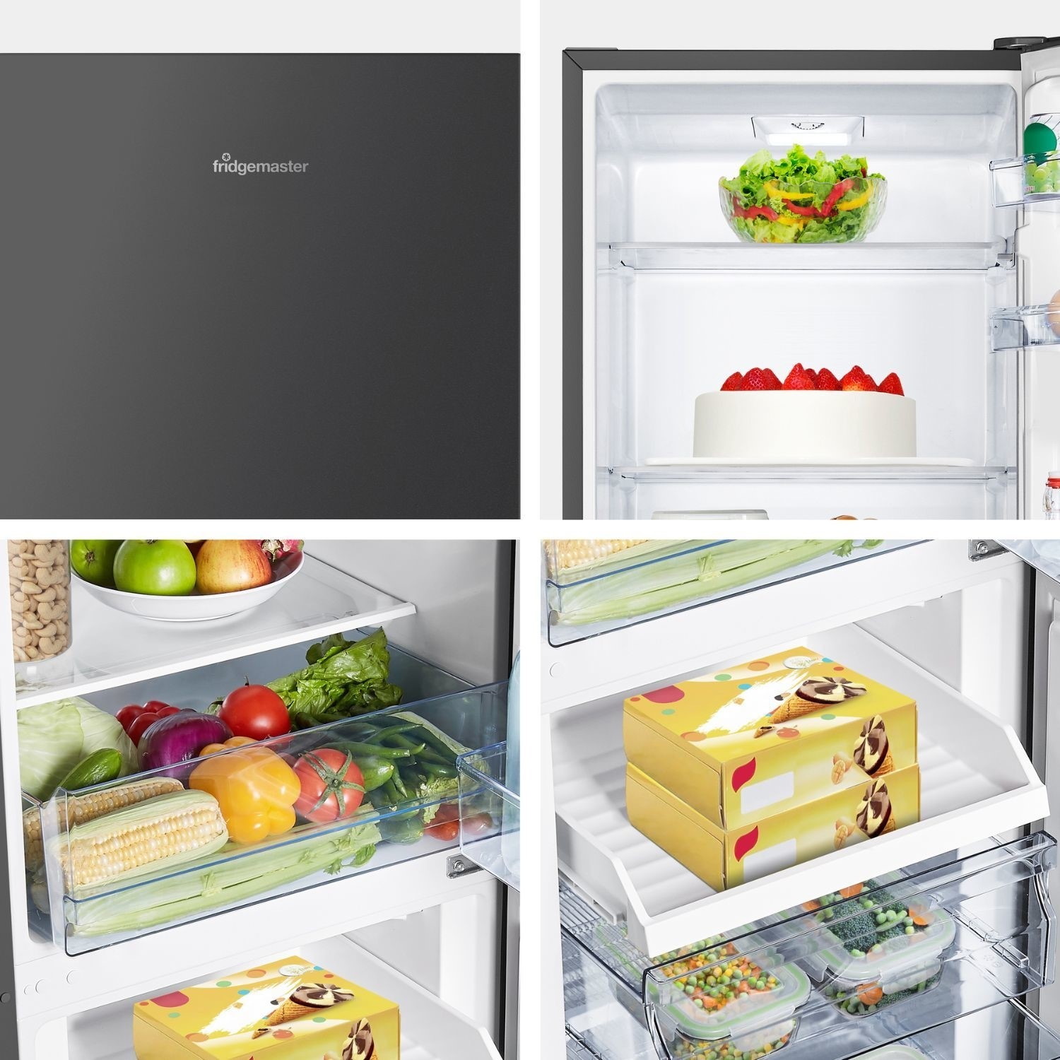 Fridgemaster Look Fridgemaster 252 Litre 50/50 Freestanding Fridge Freezer - Black ...