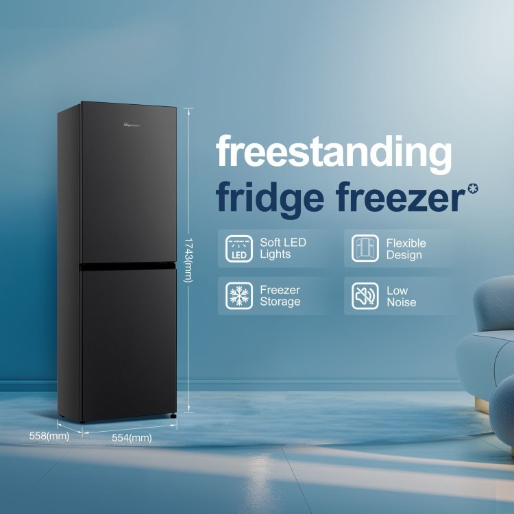 Fridgemaster 252 Litre 50/50 Freestanding Fridge Freezer - Black