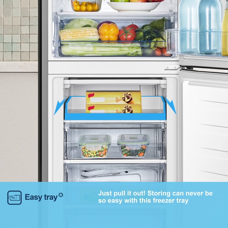 Fridgemaster 252 Litre 50/50 Freestanding Fridge Freezer - Silver