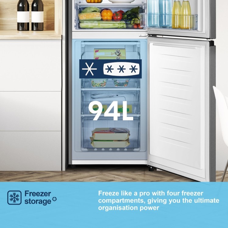 Fridgemaster 252 Litre 50/50 Freestanding Fridge Freezer - Silver