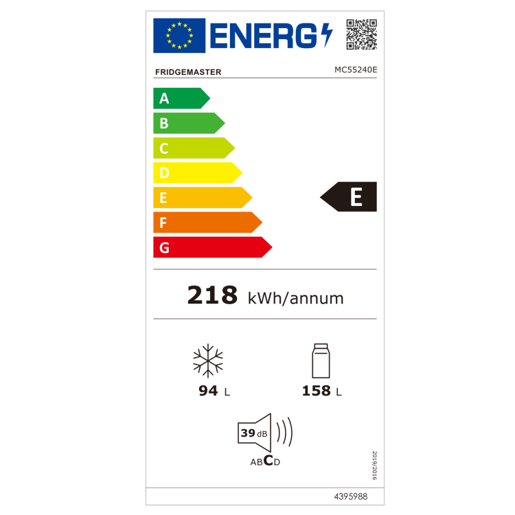 Fridgemaster 252 Litre 50/50 Freestanding Fridge Freezer - White
