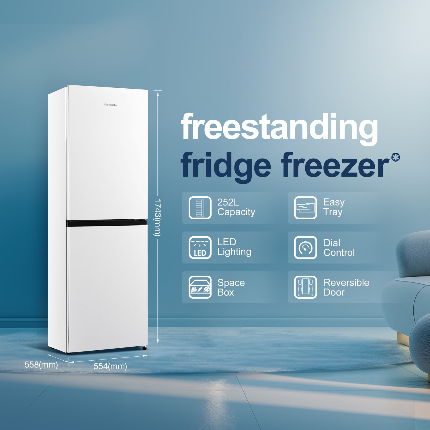 Fridgemaster Look Fridgemaster 252 Litre 50/50 Freestanding Fridge Freezer - White ...