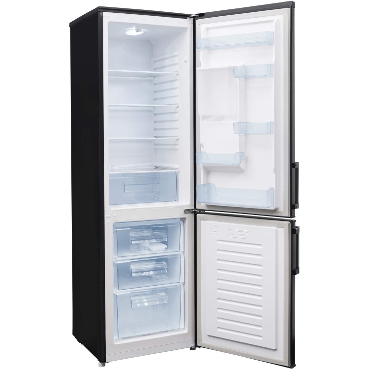 GRADE A2 - Fridgemaster Hisense MC55244DB Black Freestanding Fridge Freezer With Stored Water Dispenser