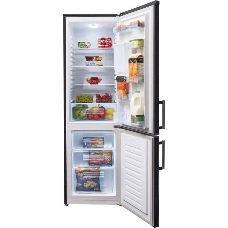 GRADE A2 - Fridgemaster Hisense MC55244DB Black Freestanding Fridge Freezer With Stored Water Dispenser