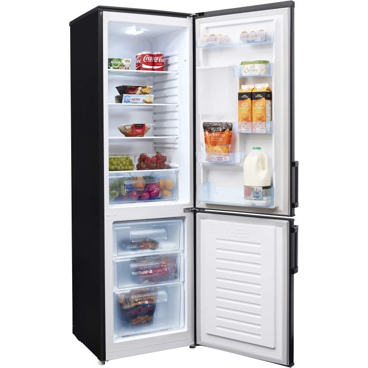 GRADE A2 - Fridgemaster Hisense MC55244DB Black Freestanding Fridge Freezer With Stored Water Dispenser