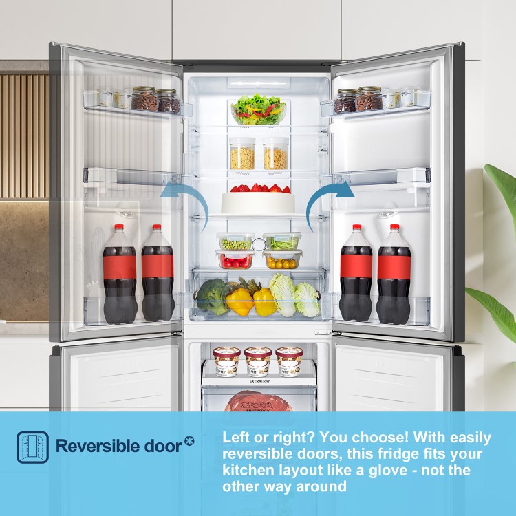 Fridgemaster 256 Litre 50/50 Freestanding Fridge Freezer - Black