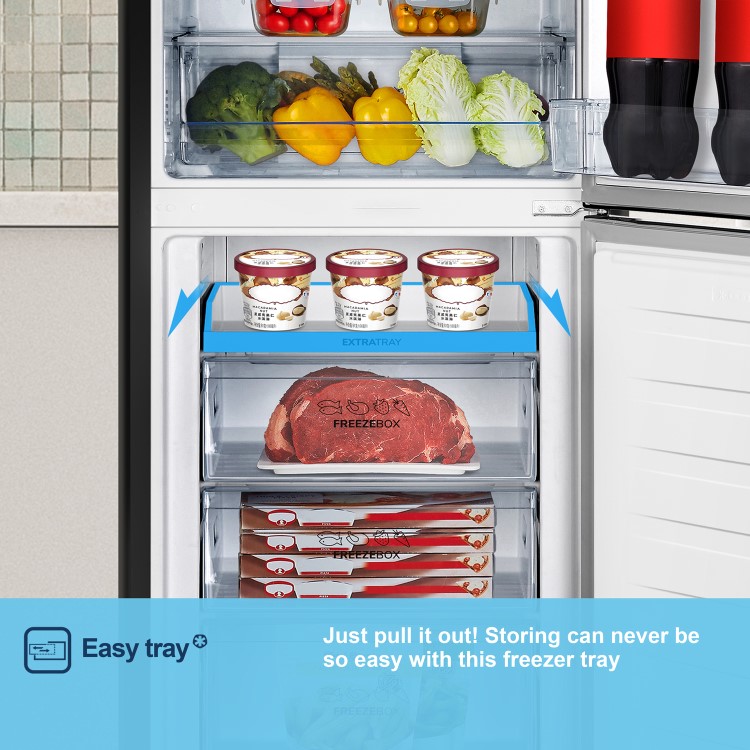 Fridgemaster 256 Litre 50/50 Freestanding Fridge Freezer - Black