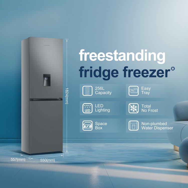 Fridgemaster 256 Litre 50/50 Freestanding Fridge Freezer - Silver