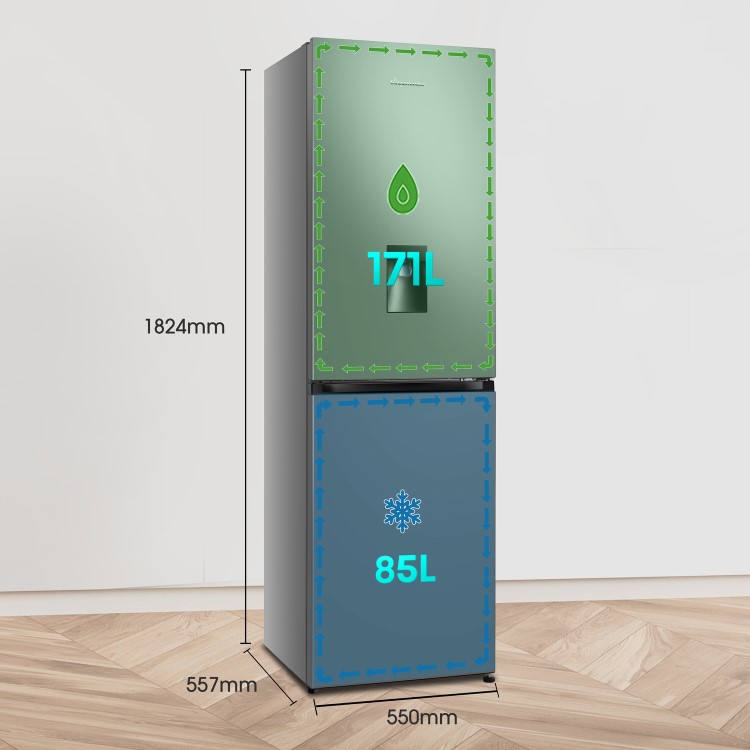 Fridgemaster 256 Litre 50/50 Freestanding Fridge Freezer - Silver